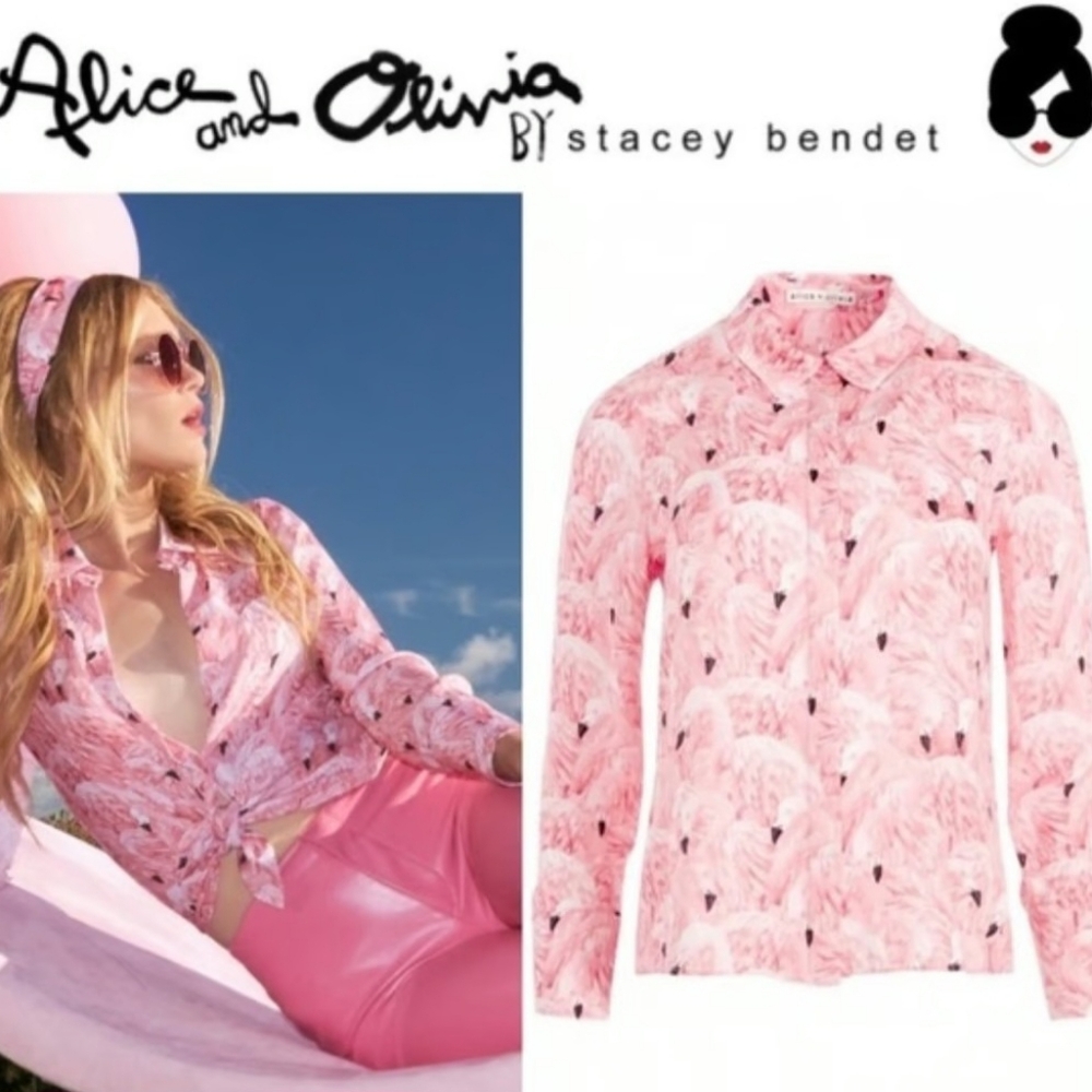 Alice + Olivia Flamingo Pink Button Down Shirt